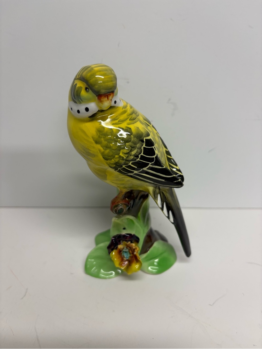 Vintage Napcoware Porcelain Figurine Parakeet Decorative Bird Statue